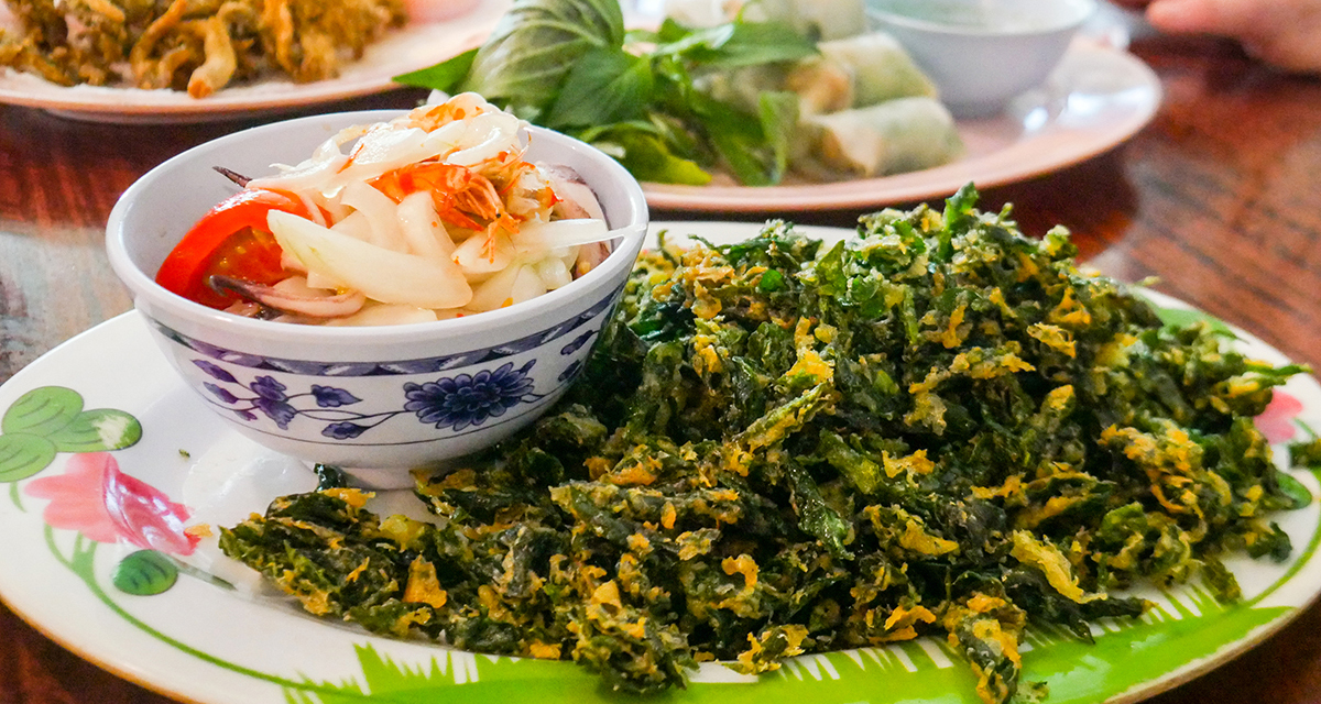 Ayutthaya Fried Pak waan Spicy Salad with shrimp