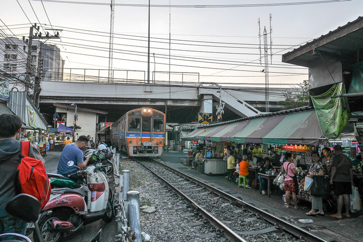 Unique railway in the middle of Talad Phlu, Bangkok