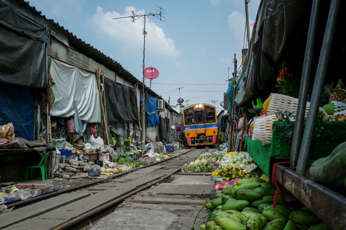 Maeklong Railway Market | train trips from Bangkok | Bangkok Food Tours